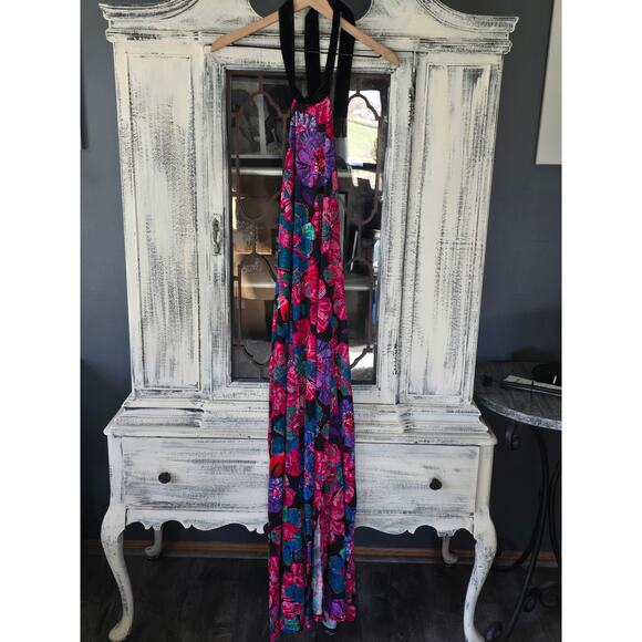 Farm Rio Sleeveless Halter Bow Floral Midi Dress - New XL - Picture 5 of 5